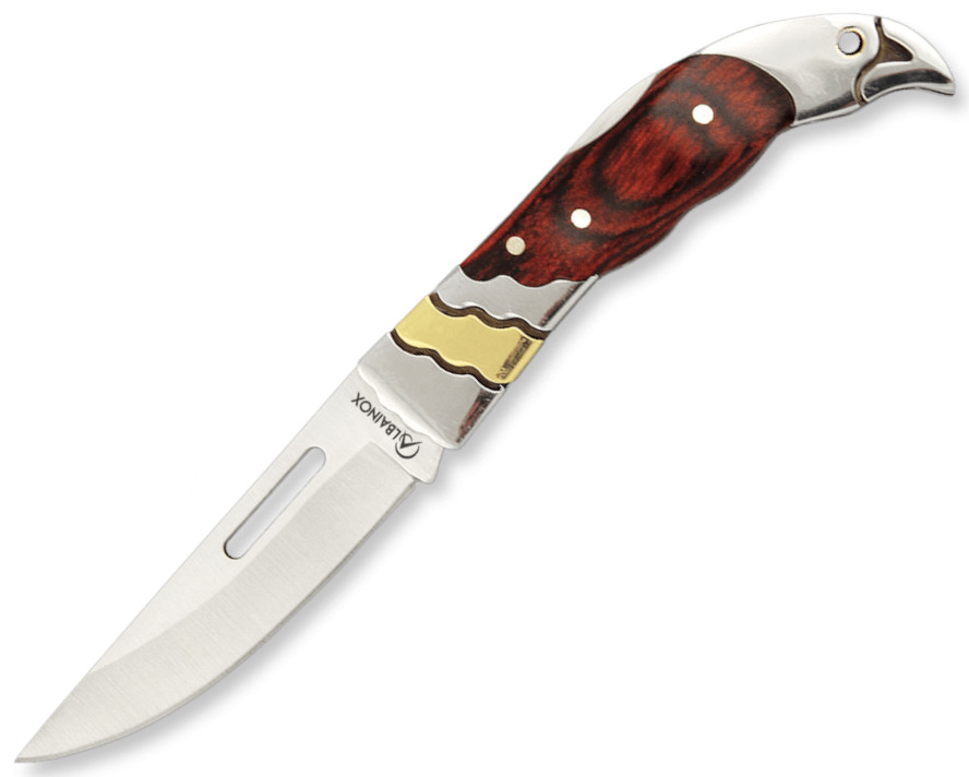 ALBAINOX EDC pocket knife with red stamina handle and 7.7 cm blad...