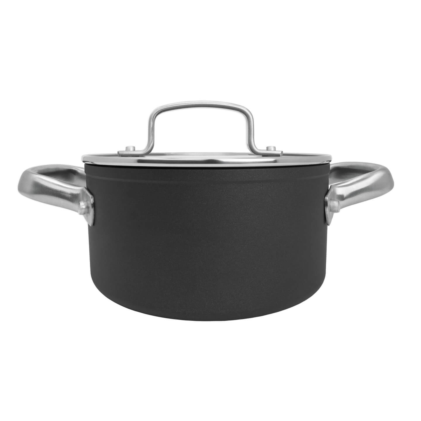 Panela antiaderente Samoa 16 cm preta com tampa