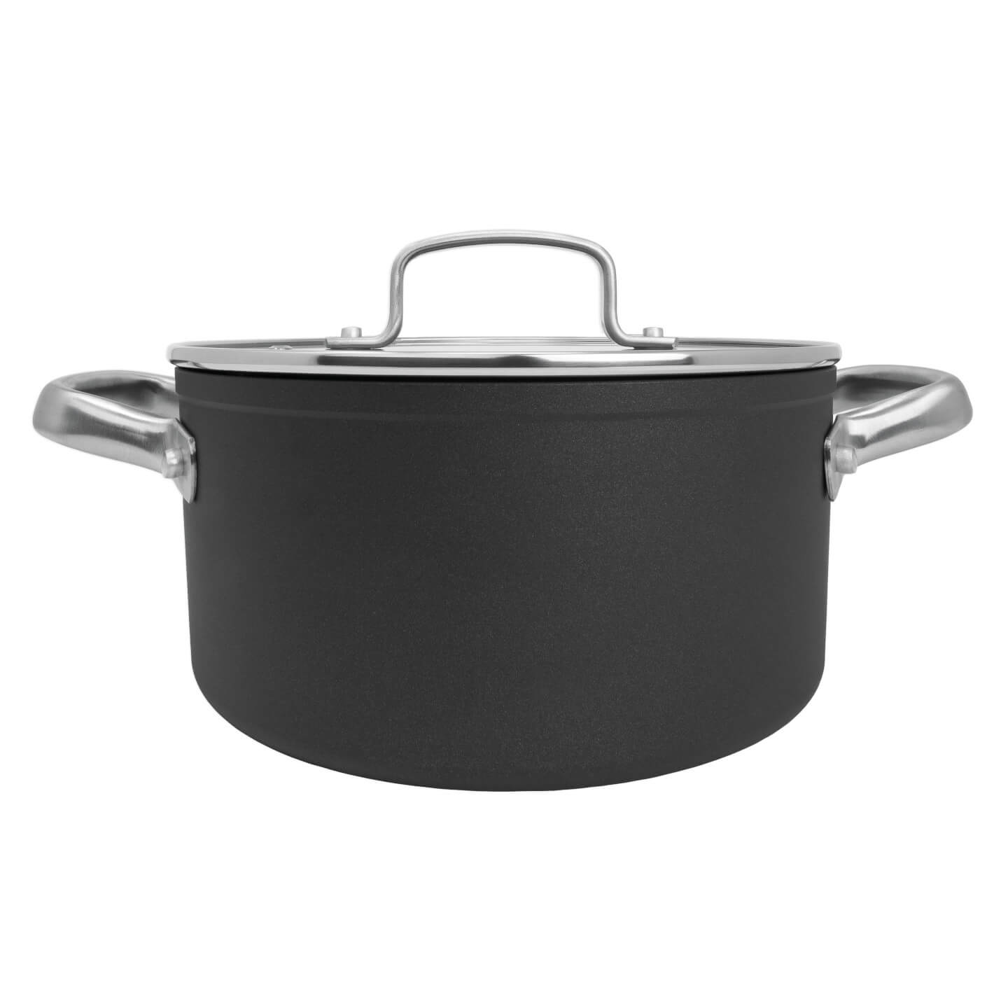Casserole antiadhésive Samoa 20 cm noire avec couvercle