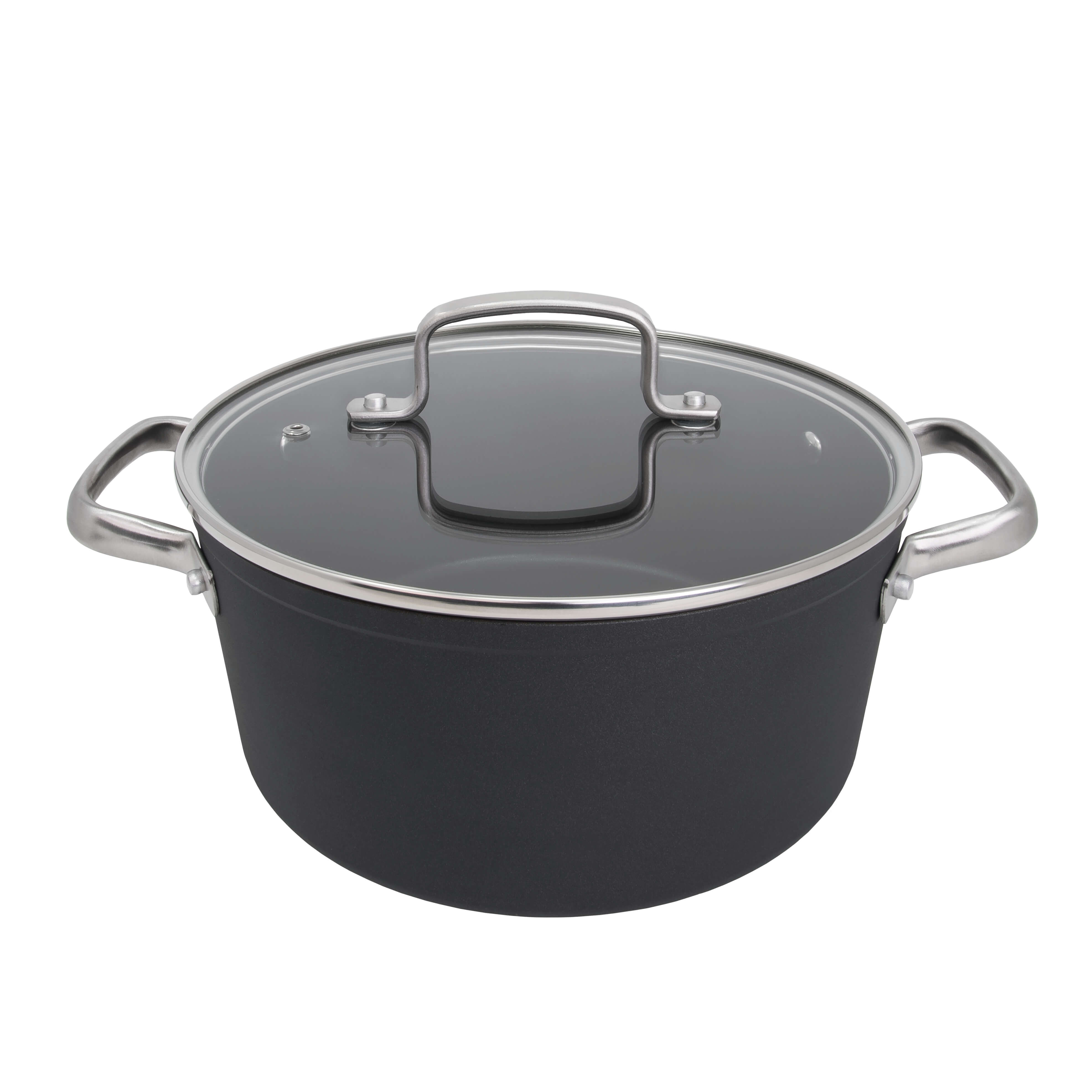 Casserole antiadhésive Samoa 20 cm noire avec couvercle