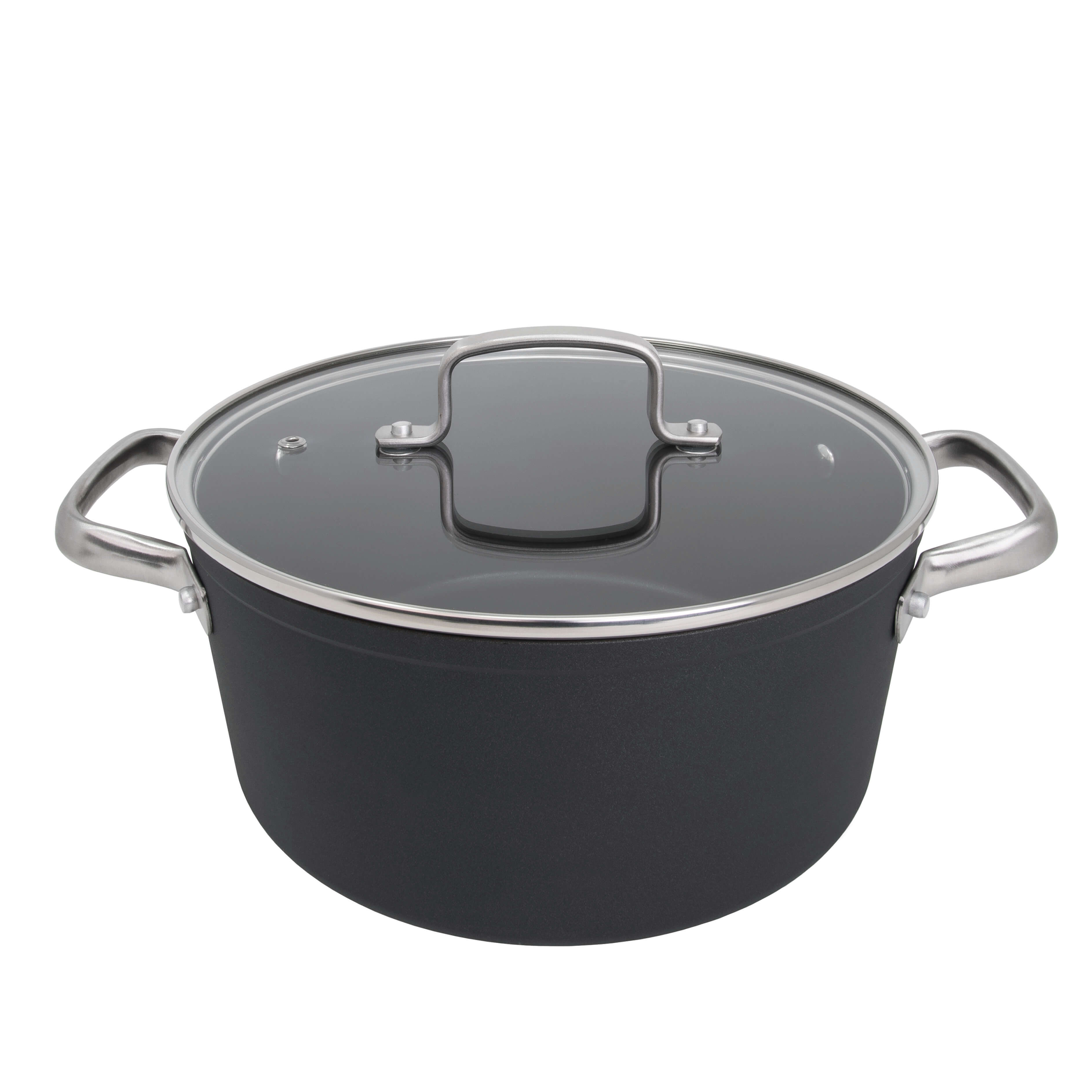 Panela antiaderente Samoa 24 cm preta com tampa