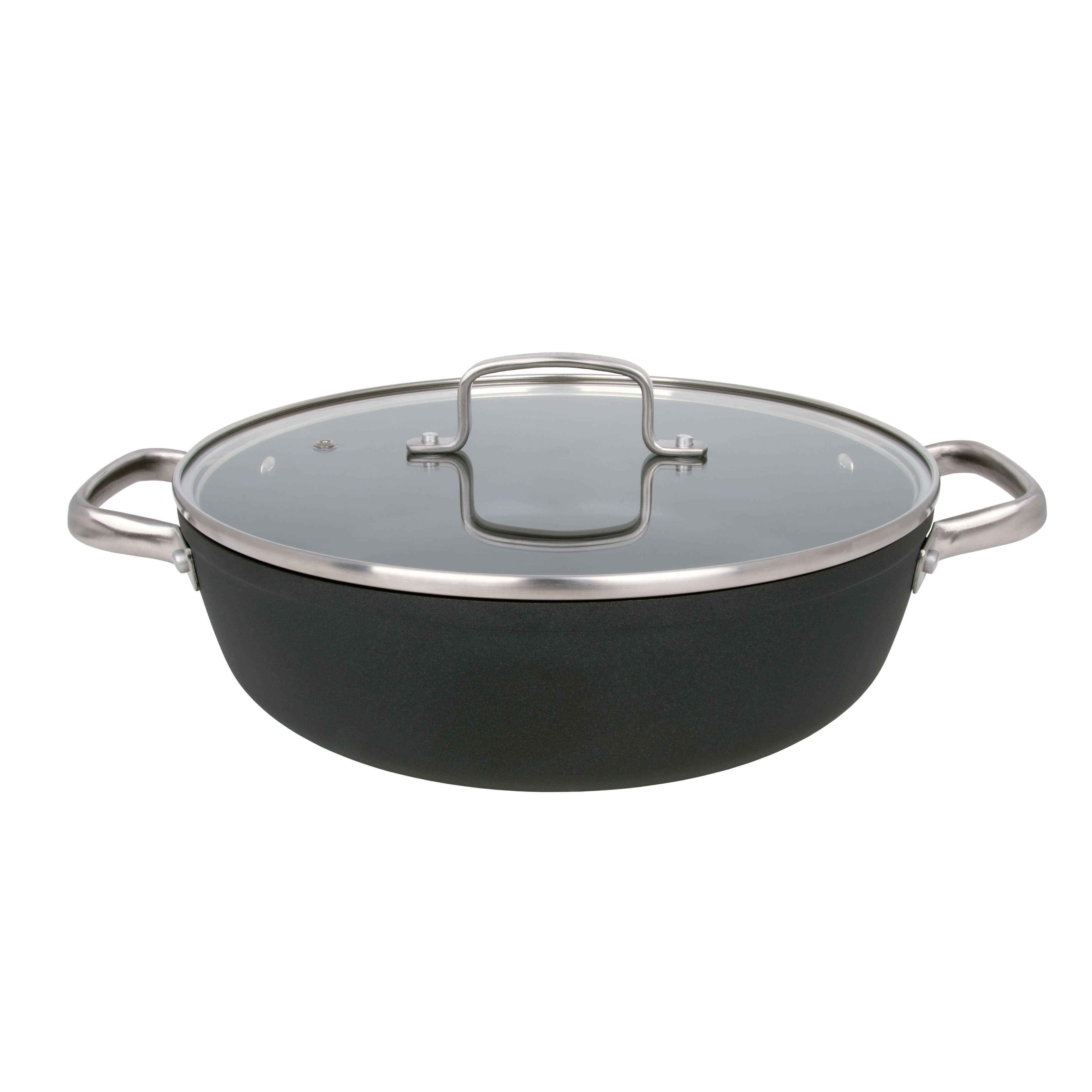 Panela antiaderente Samoa 28 cm preta com tampa