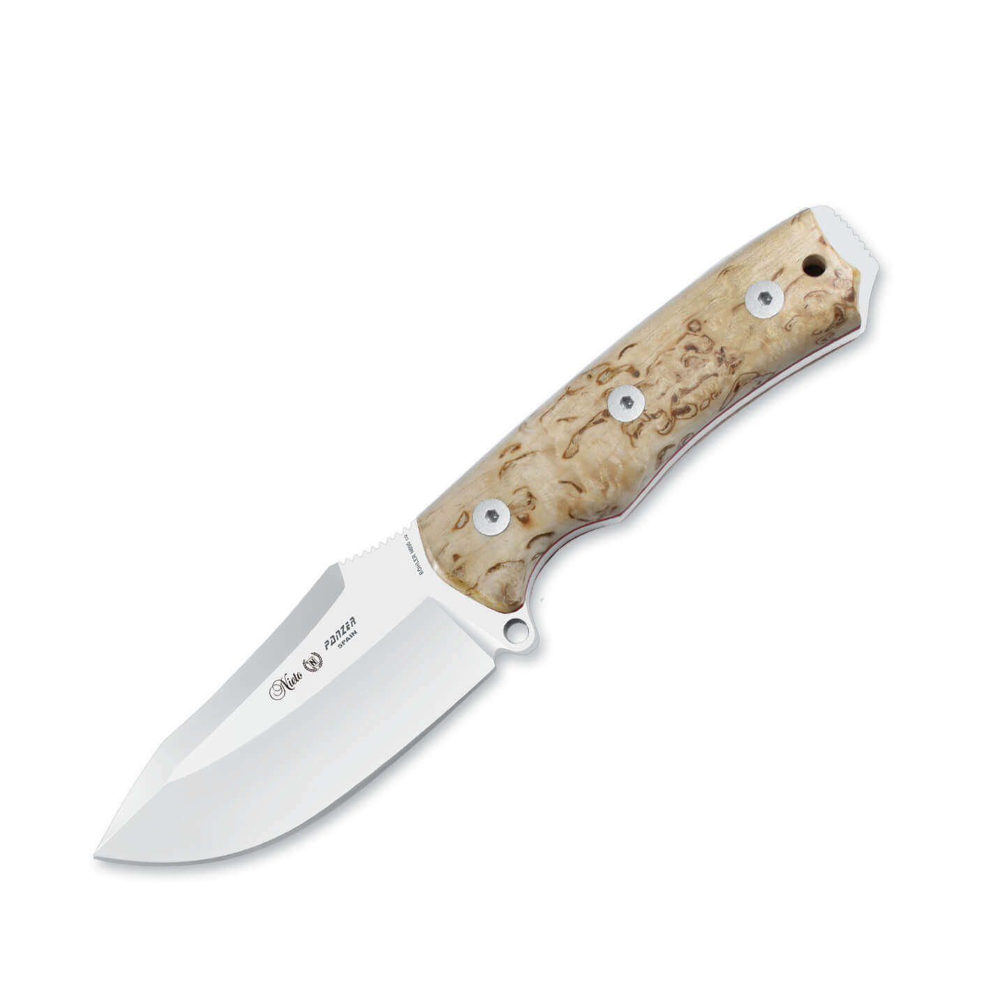 Cuchillo Bushcraft Nieto Panzer con mango de madera de abedul y h...