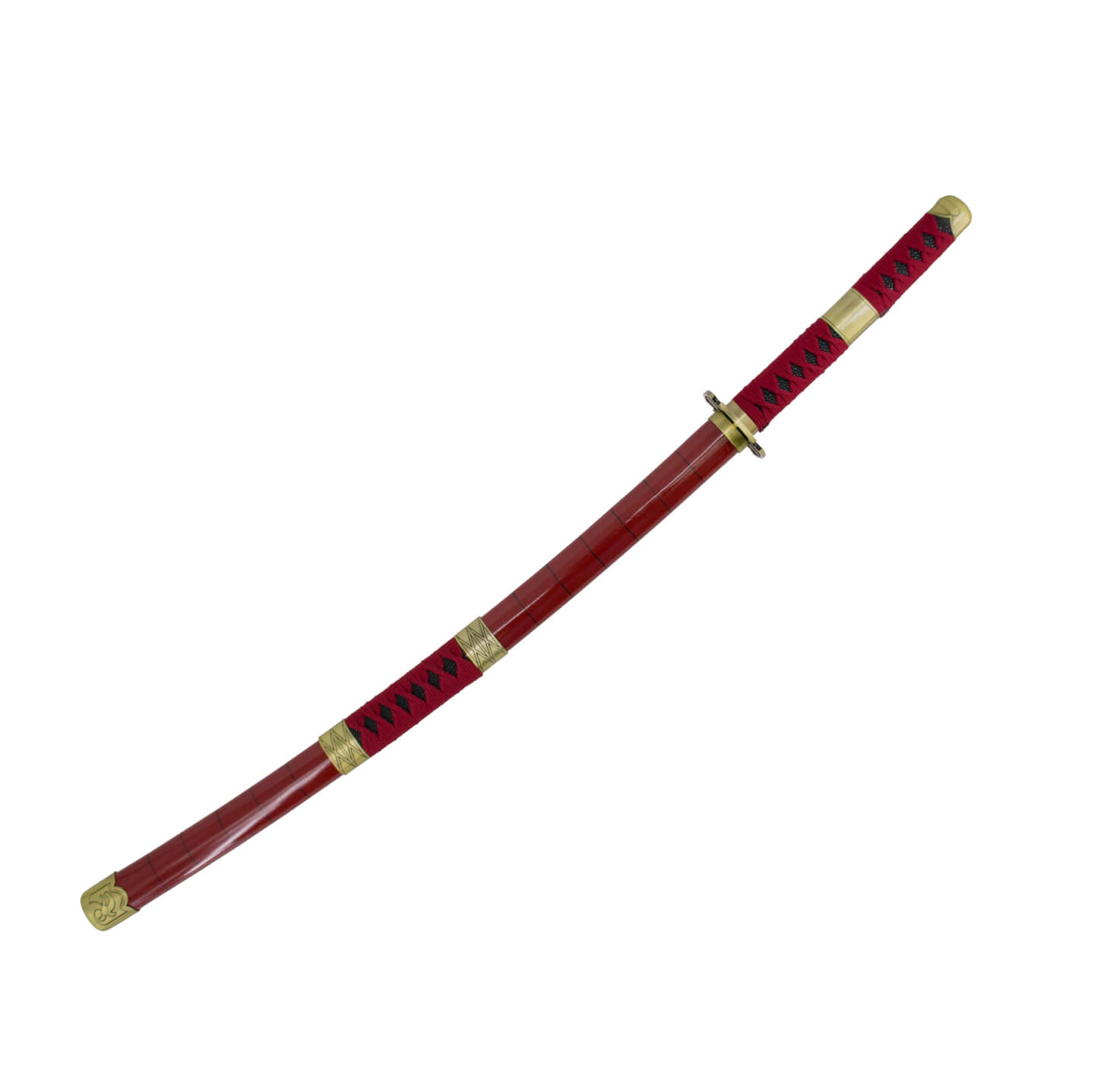 Katana Sandai Kitetsu de Zoro de One Piece com cabo e bainha cor de vinho