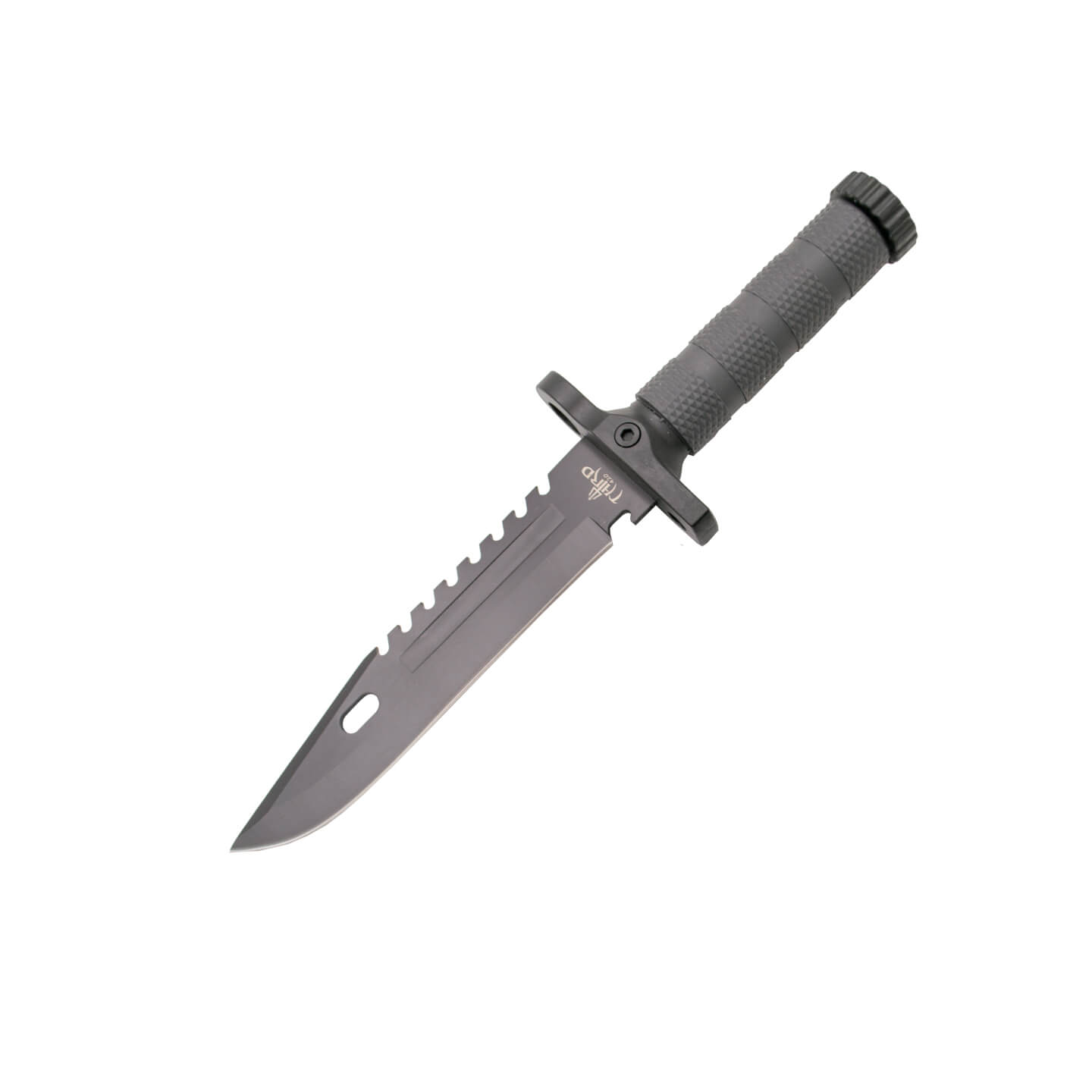 Cuchillo de supervivencia con mango de fibra negro y hoja negra de 19 cm 11113BK