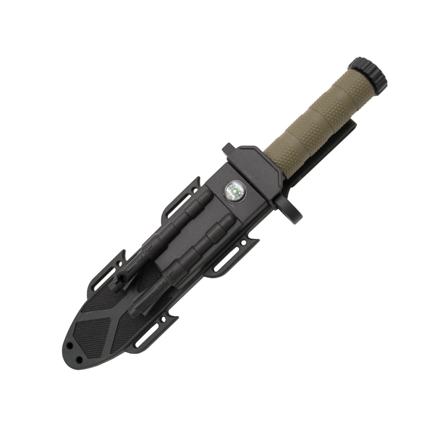 Faca de sobrevivência com cabo de fibra verde e lâmina preta de 19 cm 11113GN