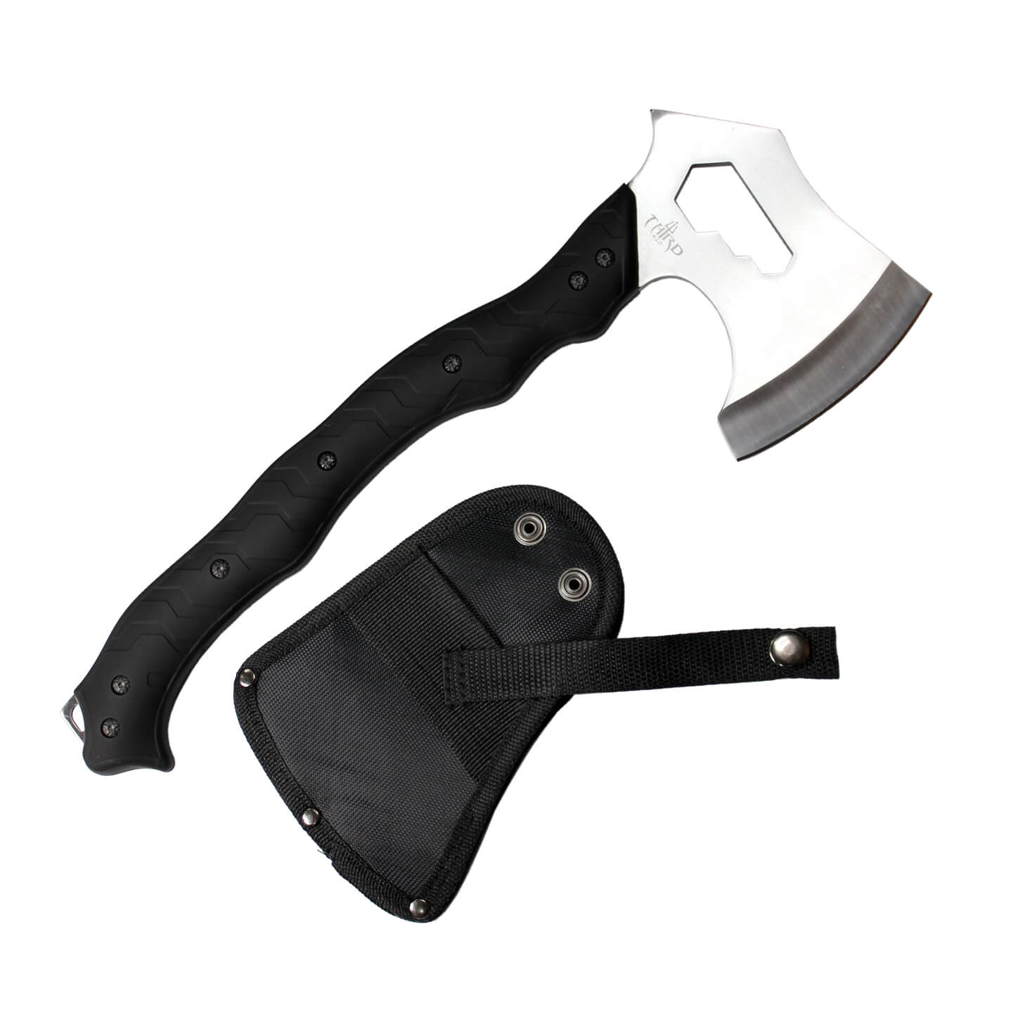 Hacha táctica con mango de ABS negro y hoja satinada S4100-1