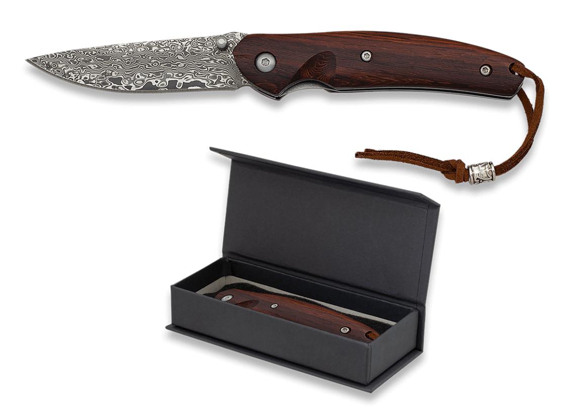 Navaja Albainox con hoja de Damasco de 7 cm, caja incluida y mang...
