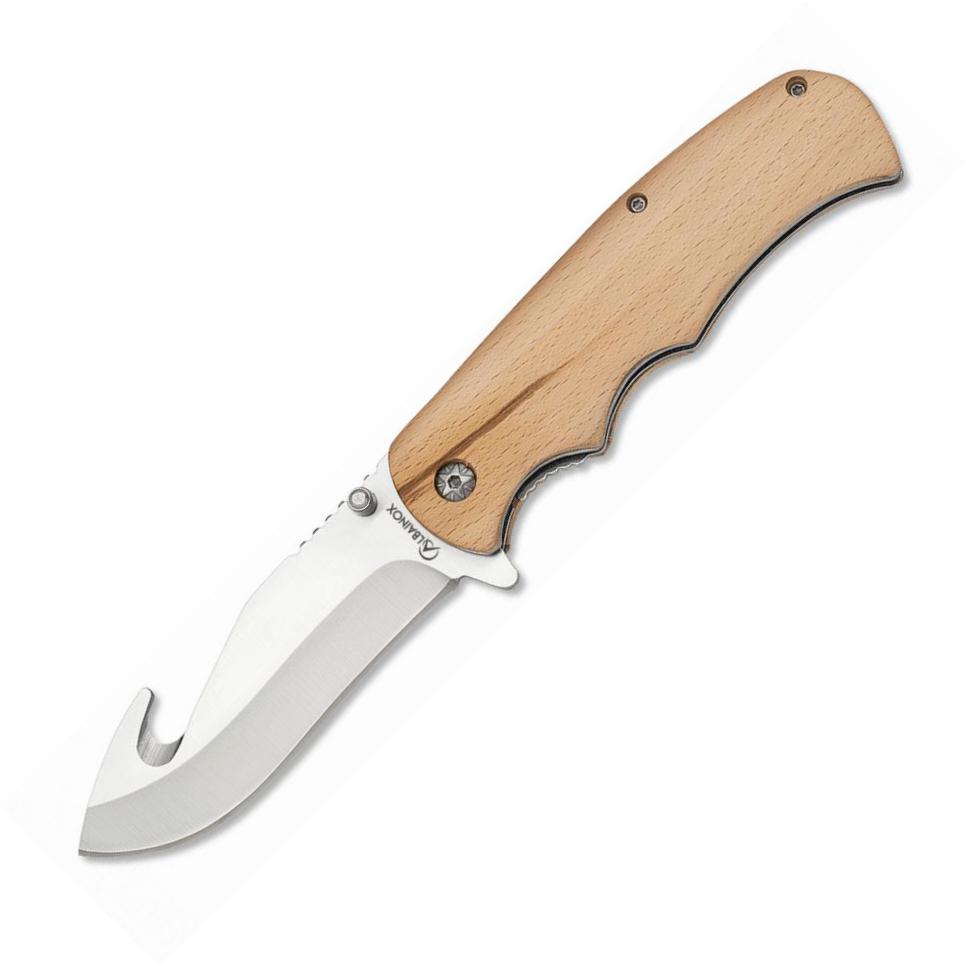 Canivete Albainox com cabo de madeira natural e lâmina skinner de...