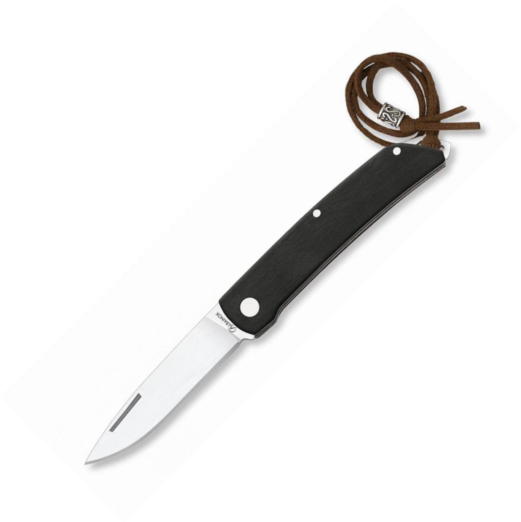 Canivete Albainox com cabo preto resistente, trava de pistão e lâ...