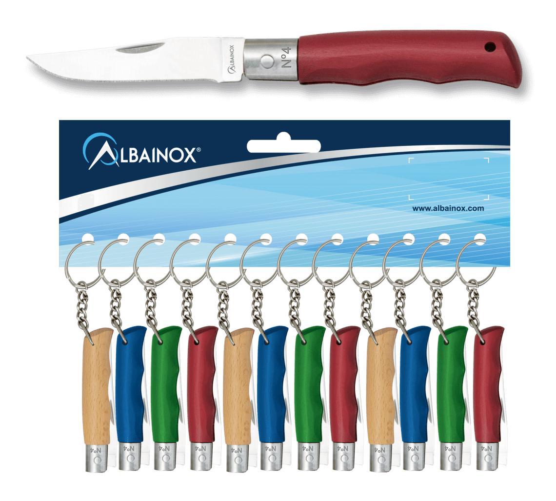 Blister 12 canivetes em quatro cores, cabo de madeira e lâmina de...