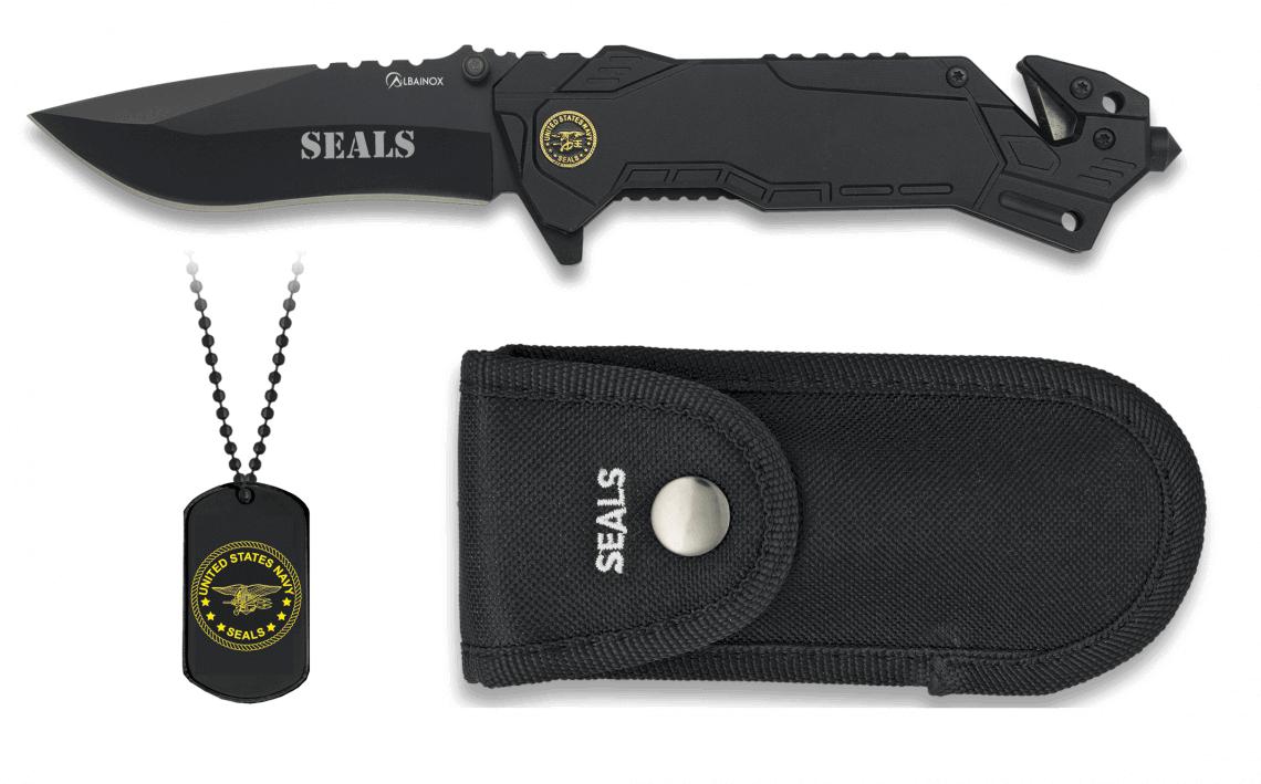 Canivete tático Albainox SEALS com placa, perfurador de janela e ...