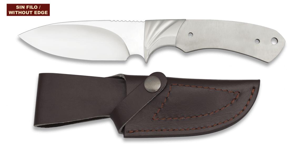Cuchillo de Albainox sin mango con funda de piel incluida y hoja ...