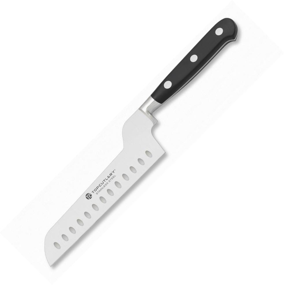 Cuchillo profesional queso. Alveolado ambos lados de la hoja