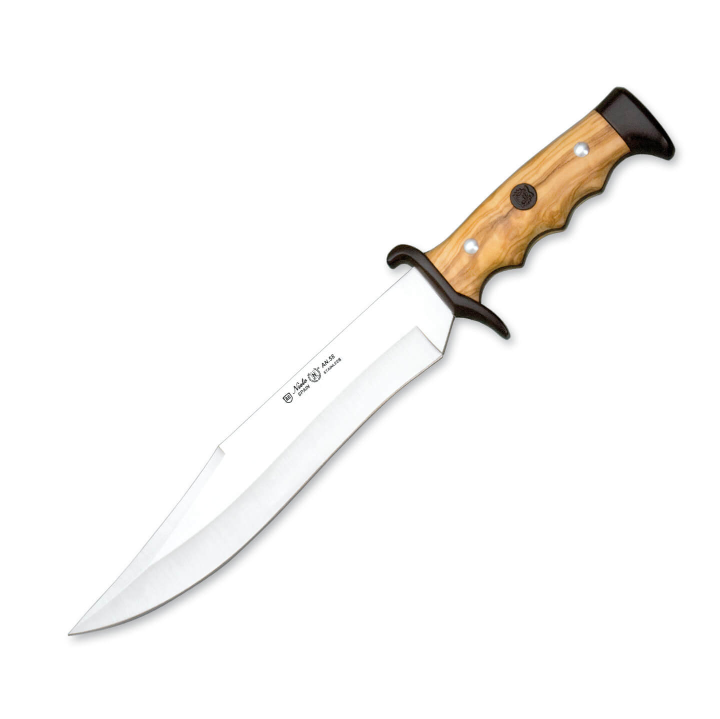 Cuchillo de caza Bowie Cetreria con mango de madera de olivo y ho...