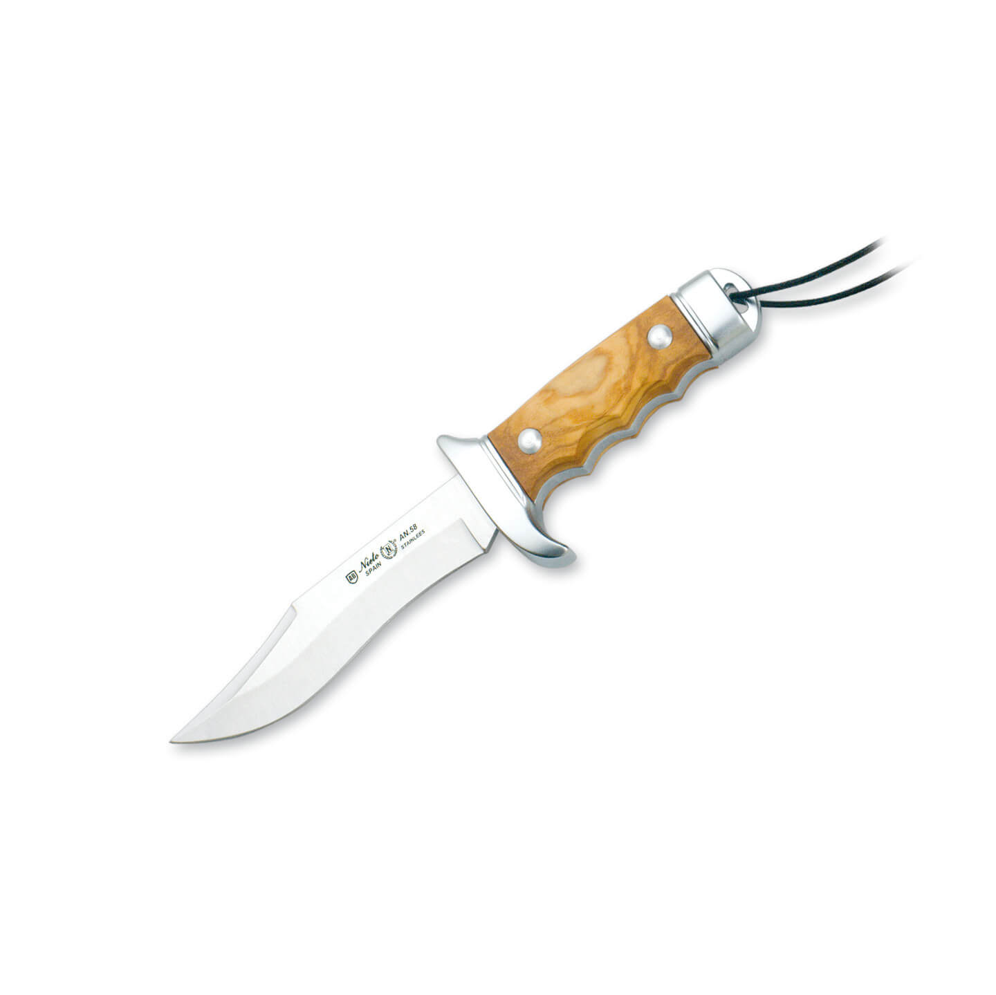 Cuchillo de caza Bowie Cetreria con mango de madera de olivo y cr...