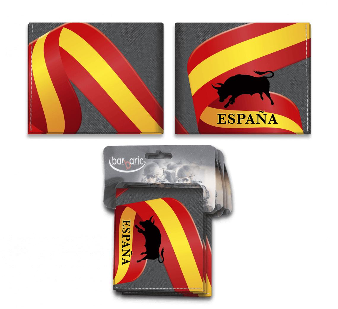 Cartera impresa con la bandera de España y toro