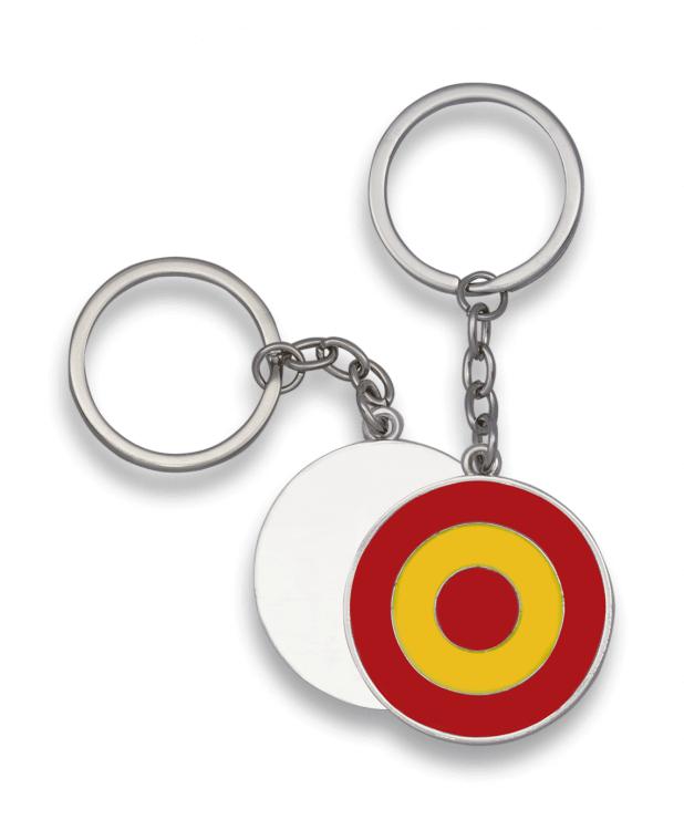 Chaveiro Diana com as cores da Espanha 4 cm de diâmetro