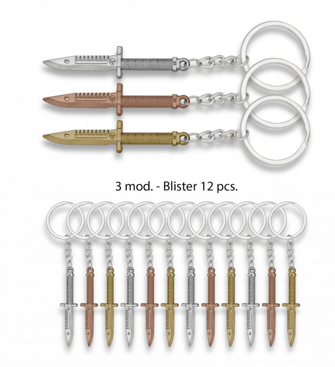 Sortido de chaveiros em forma de faca tática de 3 modelos, bliste...
