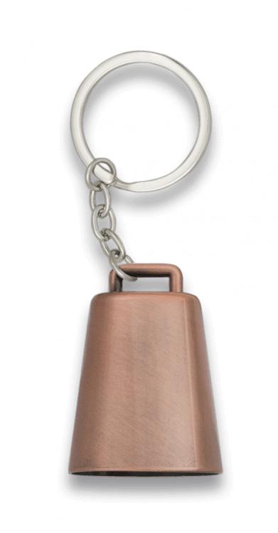 Porta-chaves em forma de chocalho banhado a bronze