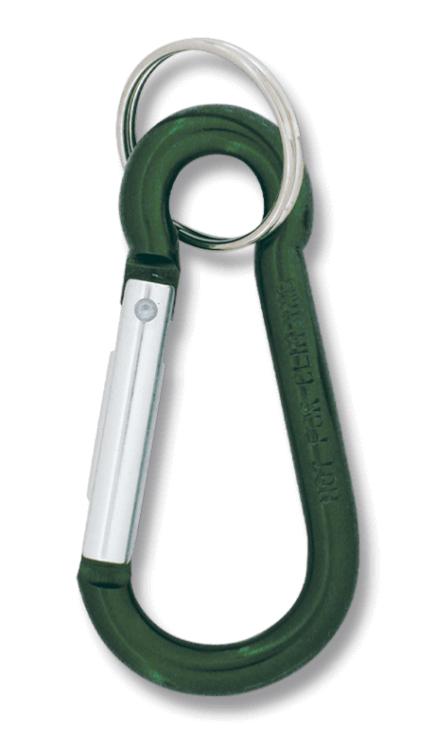 Blister com doze mosquetões verdes de 7 cm