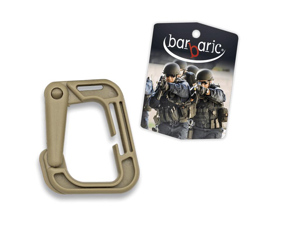 Mosquetão ABS cor coiote com sistema molle