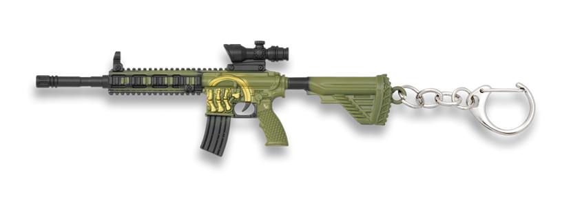 Chaveiro arma de fogo em zamak verde e preto
