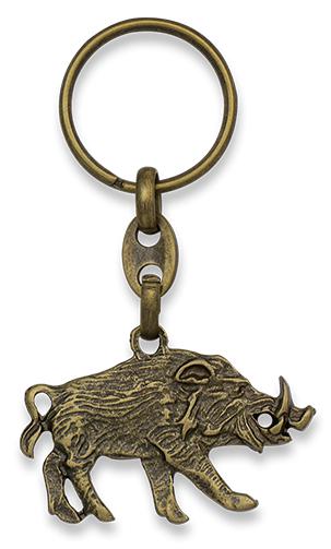Chaveiro javali em zamak folheado a ouro velho