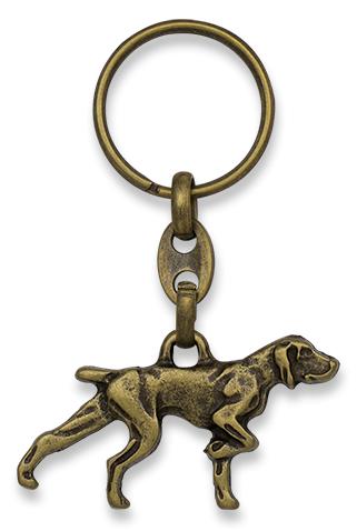 Chaveiro cão de caça com dimensões de 2,5 x 4,9 cm