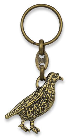 Llavero de perdíz con baño de imitación de oro viejo