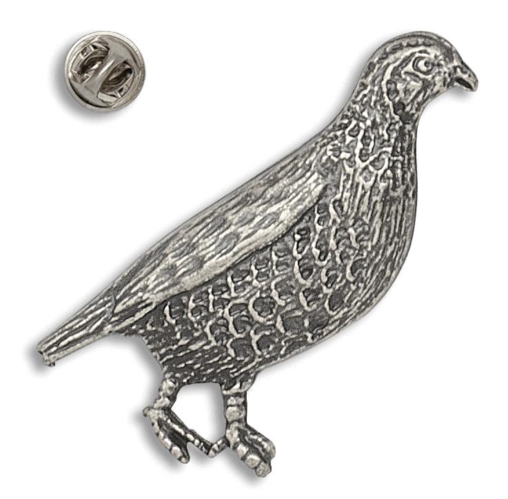 Pin de caza con forma de perdiz hecho de zamak