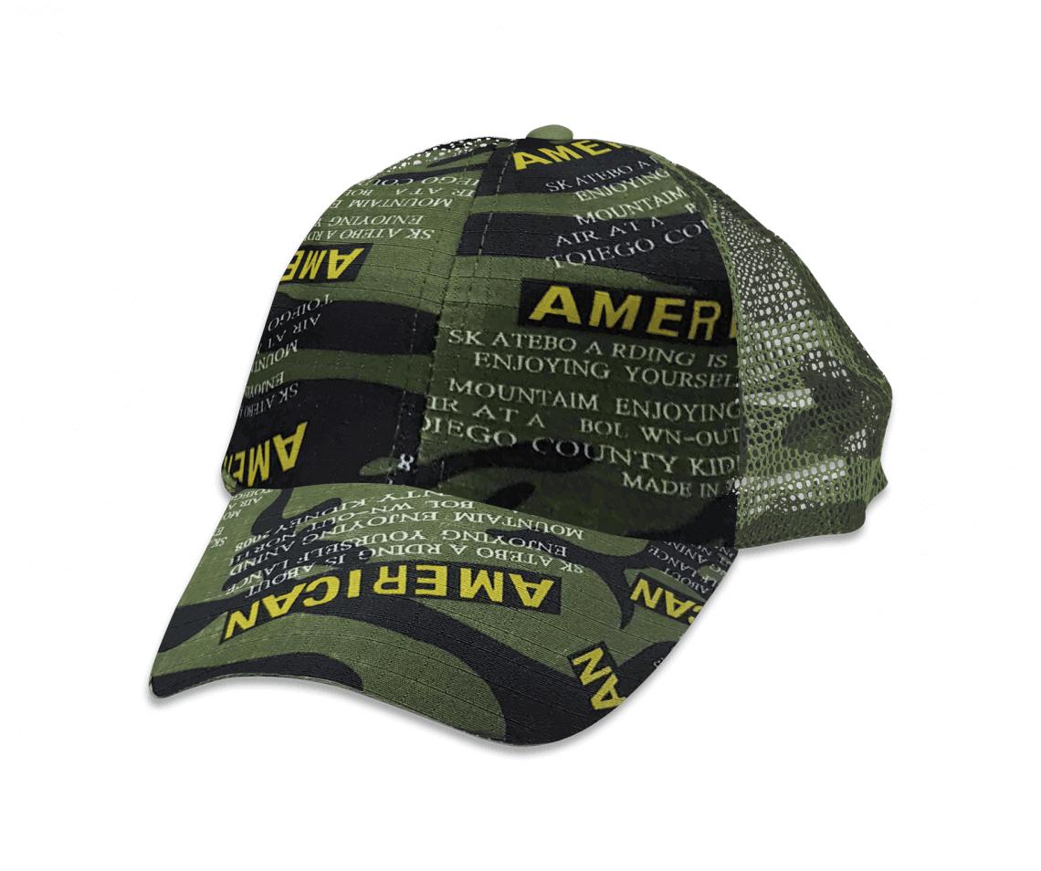 Gorra regulable de color verde camuflaje de América