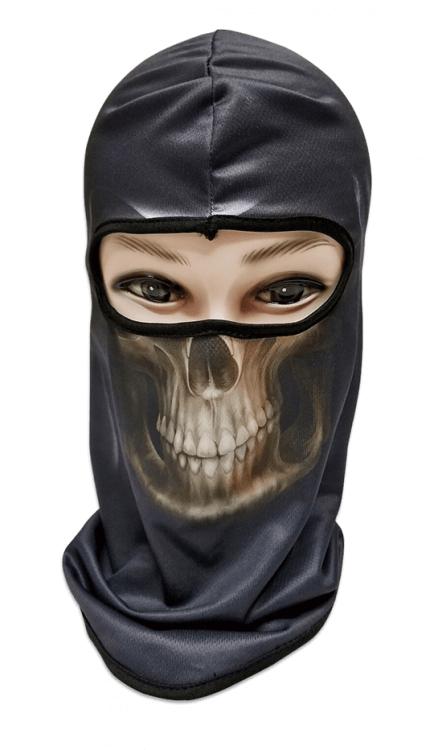 Gorro tipo verdugo con calavera de color negro