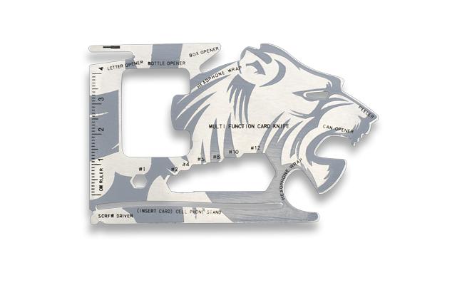 Tarjeta multiherramientas con forma de tigre de acero inoxidable