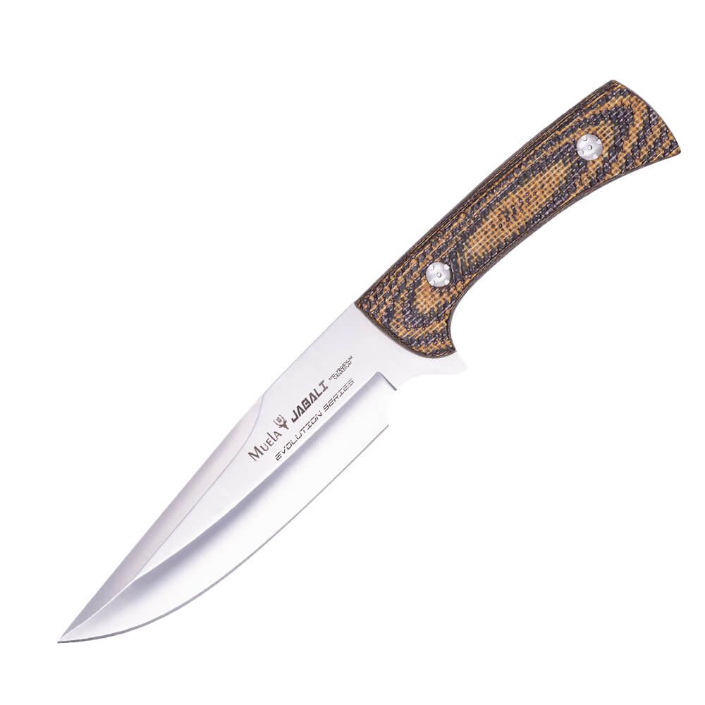 Cuchillo enterizo Muela Jabali con puño de micarta yute mostaza