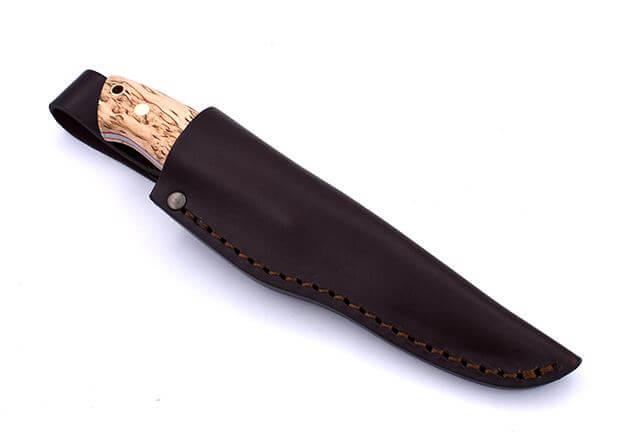 Coltello Bushcraft Brisa Trapper 95 scandi con manico in legno di betulla riccio stabilizzato e fodero trapper