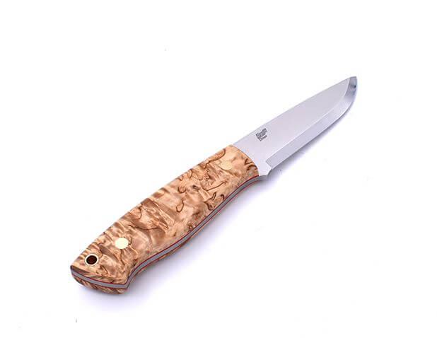 Coltello Bushcraft Brisa Trapper 95 scandi con manico in legno di betulla riccio stabilizzato e fodero trapper