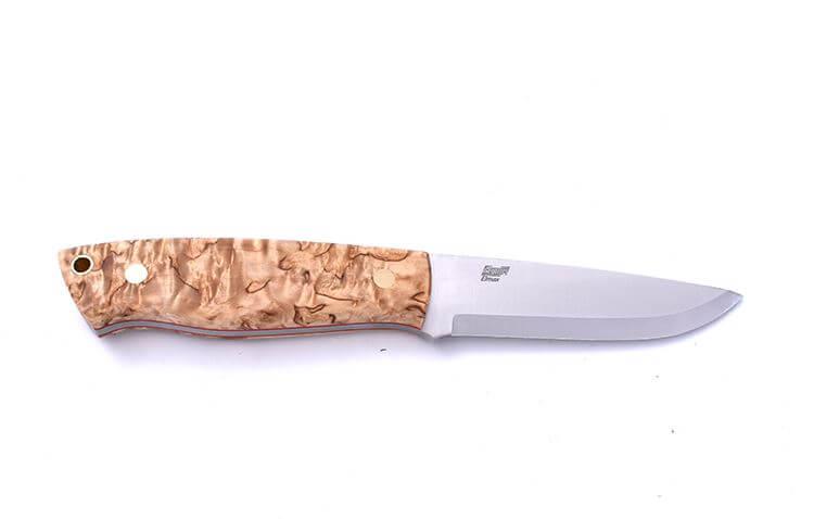Coltello Bushcraft Brisa Trapper 95 scandi con manico in legno di betulla riccio stabilizzato e fodero trapper