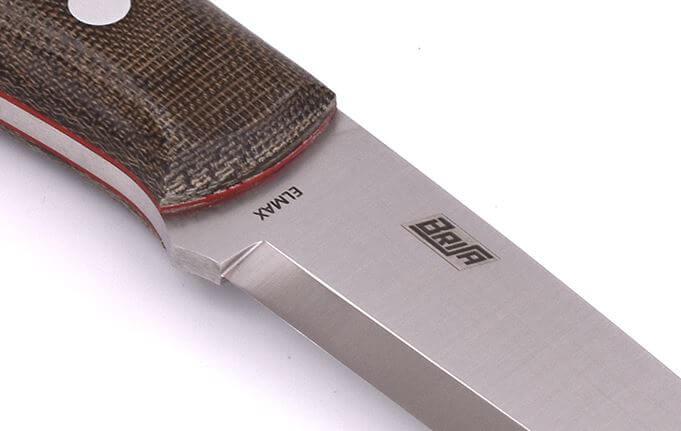 Cuchillo de Bushcraft Brisa Trapper 95 scandi con mango de micarta verde y acero Elmax y funda trapper