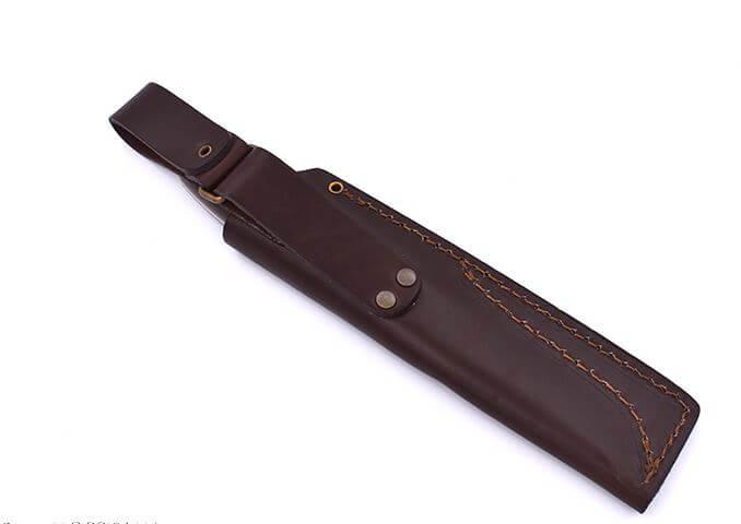 Brisa Trapper 115 scandi knife with green micarta handle with Elmax steel and bushcraft sheath