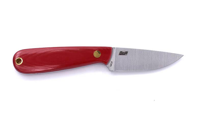 Faca de pescoço Brisa Necker 70 micarta vermelha com bainha kydex