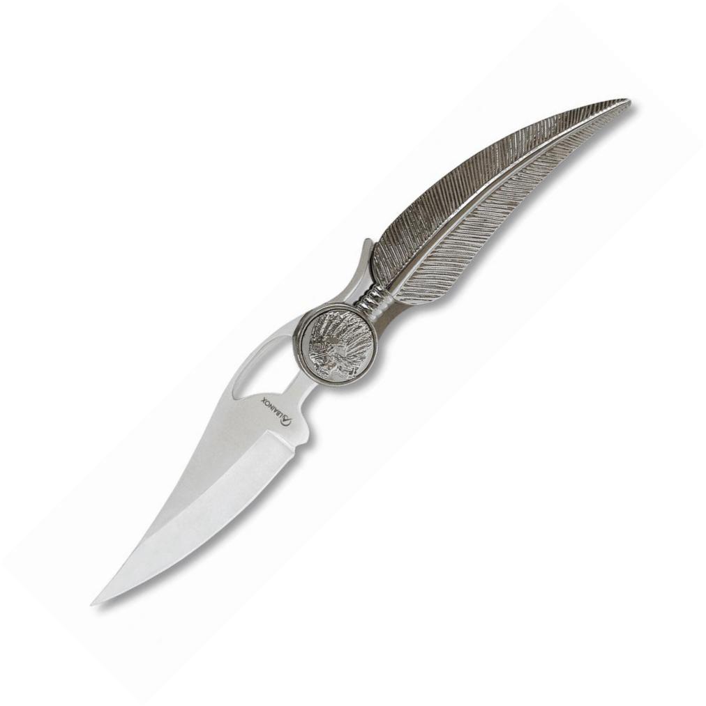 Albainox pocket knife with aluminum handle in the shape of a feat...