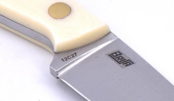 Cuchillo de cuello Brisa Necker 70 con puño de micarta marfil con funda multicarry