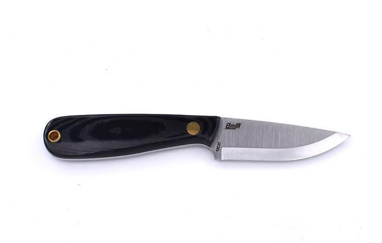 Cuchillo de cuello Brisa Necker 70 Scandi con puño de micarta negra y funda kydex