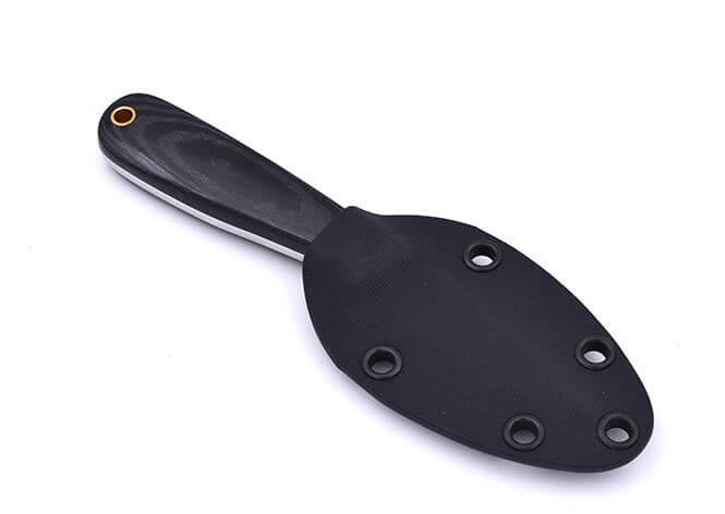 Cuchillo de cuello Brisa Necker 70 Scandi con puño de micarta negra y funda kydex