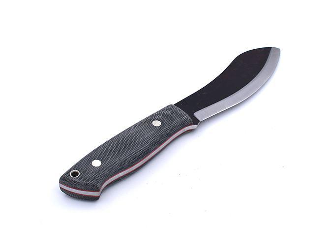 Cuchillo de caza Brisa Nessmuk 125 micarta negra y funda de piel con pedernal