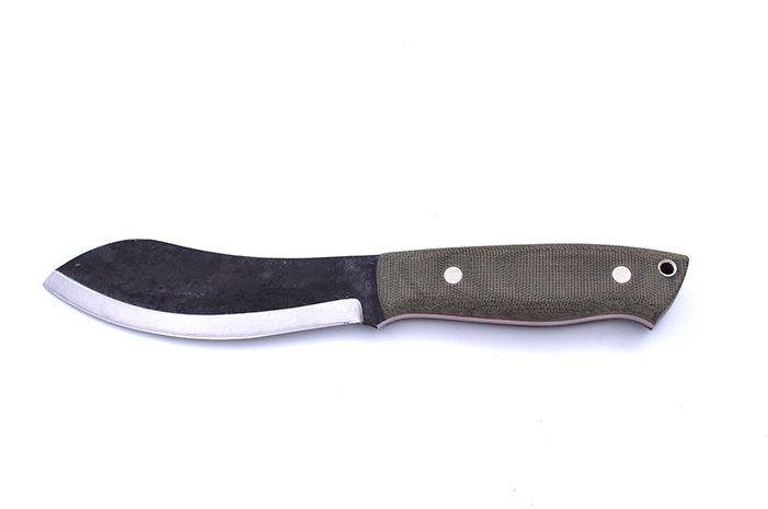 Cuchillo de caza Brisa Nessmuk 125 micarta verde y funda de piel con pedernal