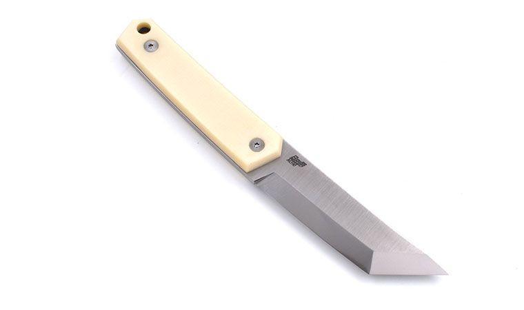 Cuchillo Brisa Kwaiken 90 M390 Micarta Marfil con funda cognac