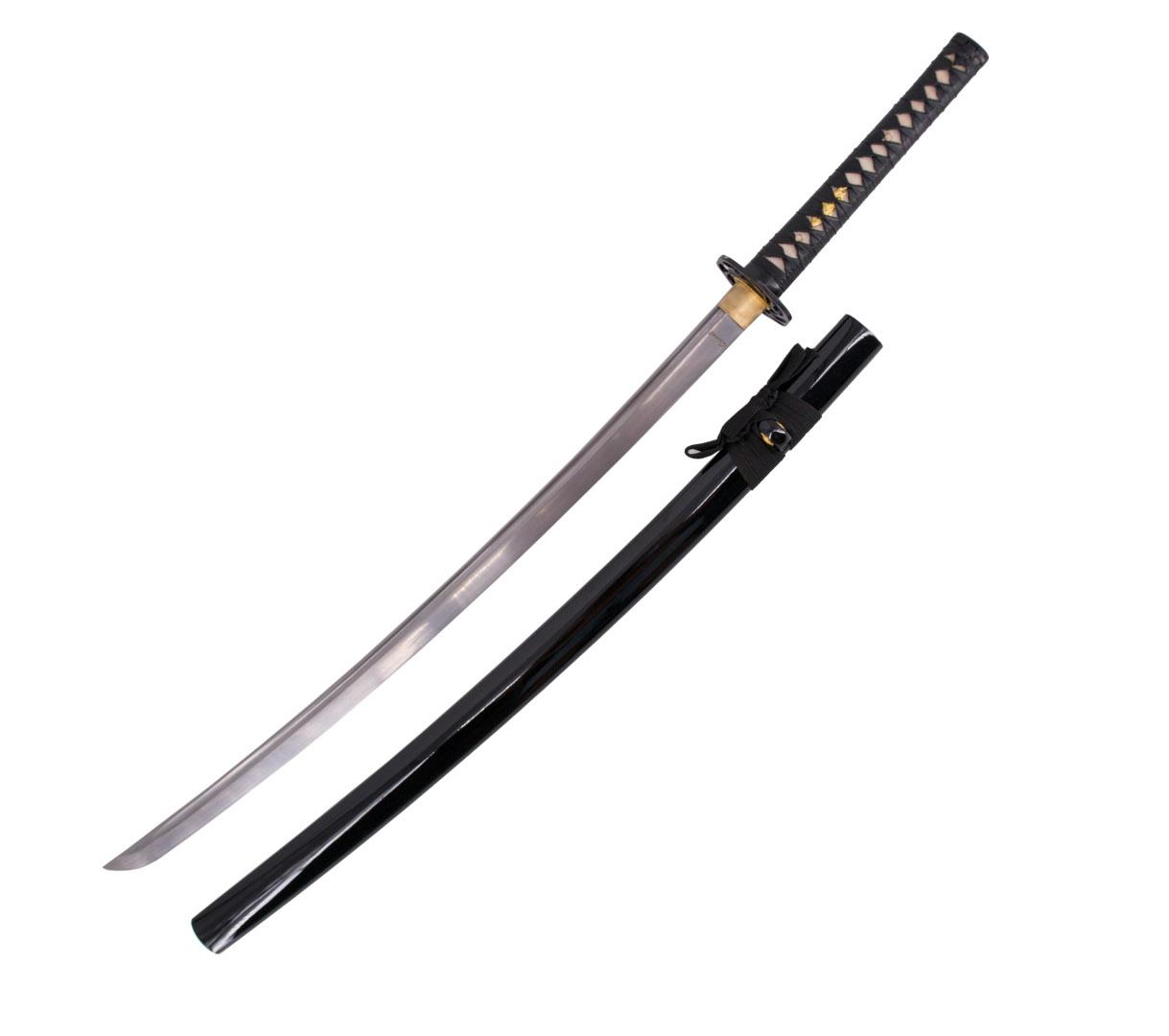 Katana funcional negra con vaina y estuche