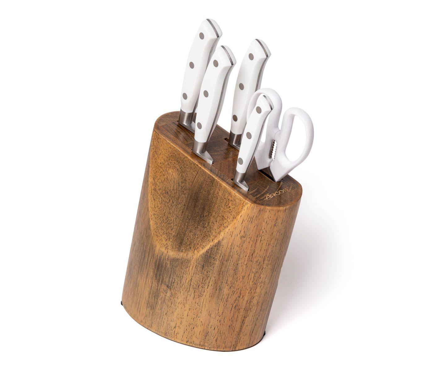 Bloc cuisine Arcos Riviera blanc avec 4 couteaux et ciseaux